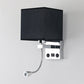 1 Kopf Nachttisch Wand Leseleuchte Modern Schwarz/Beige/Kaffee Spotlight Wandlicht mit rechteckigem Stoffschirm