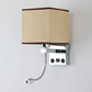 1 Kopf Nachttisch Wand Leseleuchte Modern Schwarz/Beige/Kaffee Spotlight Wandlicht mit rechteckigem Stoffschirm
