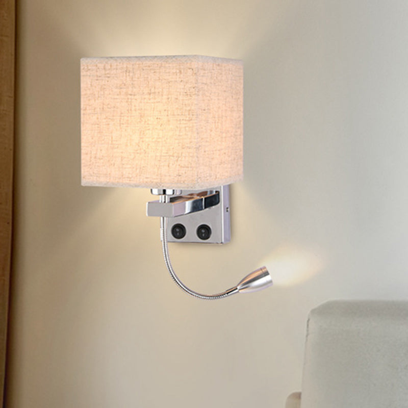 1 Kopf Nachttisch Wand Leseleuchte Modern Schwarz/Beige/Kaffee Spotlight Wandlicht mit rechteckigem Stoffschirm