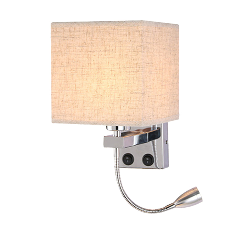 1 Kopf Nachttisch Wand Leseleuchte Modern Schwarz/Beige/Kaffee Spotlight Wandlicht mit rechteckigem Stoffschirm
