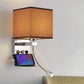 Rechteckige Wandmontierte Leseleuchte Moderne Stoff 1 Kopf Schwarz/Weiß/Beige Wandleuchte mit Regal und Spotlicht