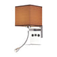 Rechteckige Wandmontierte Leseleuchte Moderne Stoff 1 Kopf Schwarz/Weiß/Beige Wandleuchte mit Regal und Spotlicht
