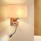 Frendorf | Flexibler Spotlight Nachttischleselampe Stoff Einzelne Nordische Wandleuchte mit ovalem Stoffschirm in Beige/Flachs/Champagner