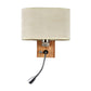 Frendorf | Flexibler Spotlight Nachttischleselampe Stoff Einzelne Nordische Wandleuchte mit ovalem Stoffschirm in Beige/Flachs/Champagner