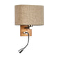 Frendorf | Flexibler Spotlight Nachttischleselampe Stoff Einzelne Nordische Wandleuchte mit ovalem Stoffschirm in Beige/Flachs/Champagner