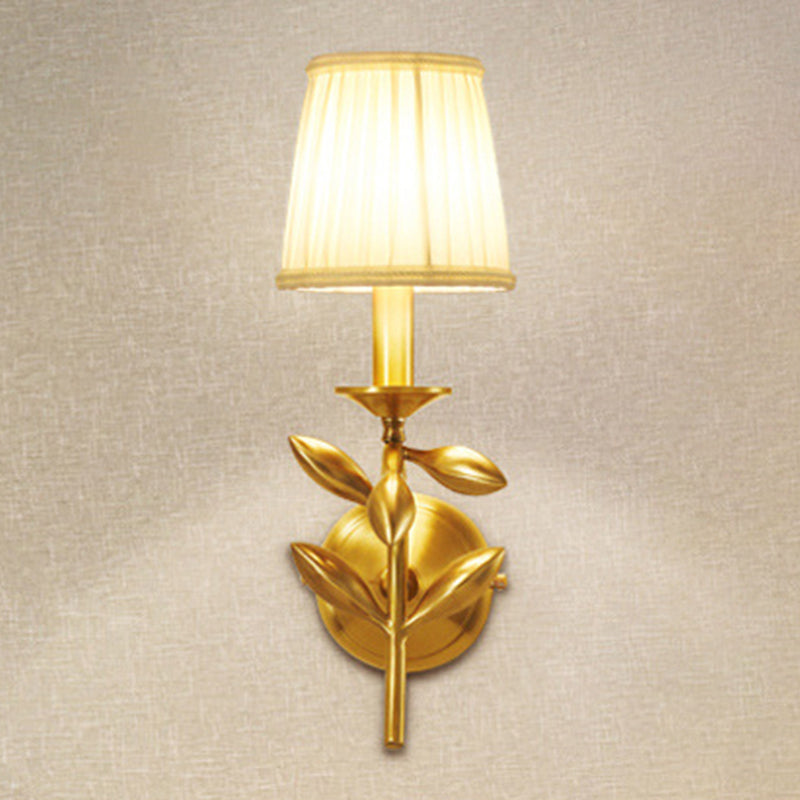 Frendorf | Gold Wheat Branch Wandlamp Boerderij Metaal Enkele Slaapkamer Wandmontage Armatuur met Verzamelde Stoffen Kappen