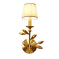 Frendorf | 1/2-Birnen Tapetenbeleuchtung Rustikales Gold Gesammelter Stoff Wandmontierte Lampe mit Weizendekor