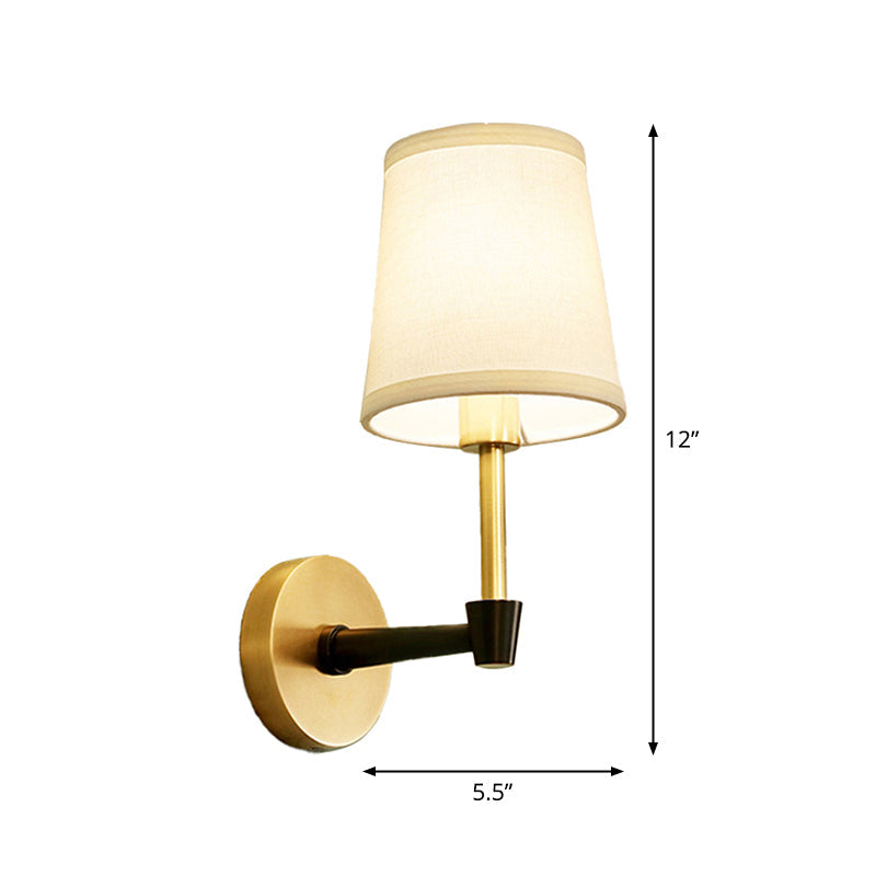 Frendorf | 1/2-Kopf Wandleuchte Lichtarmatur Minimale konische Stoff Wandleuchte in Gold