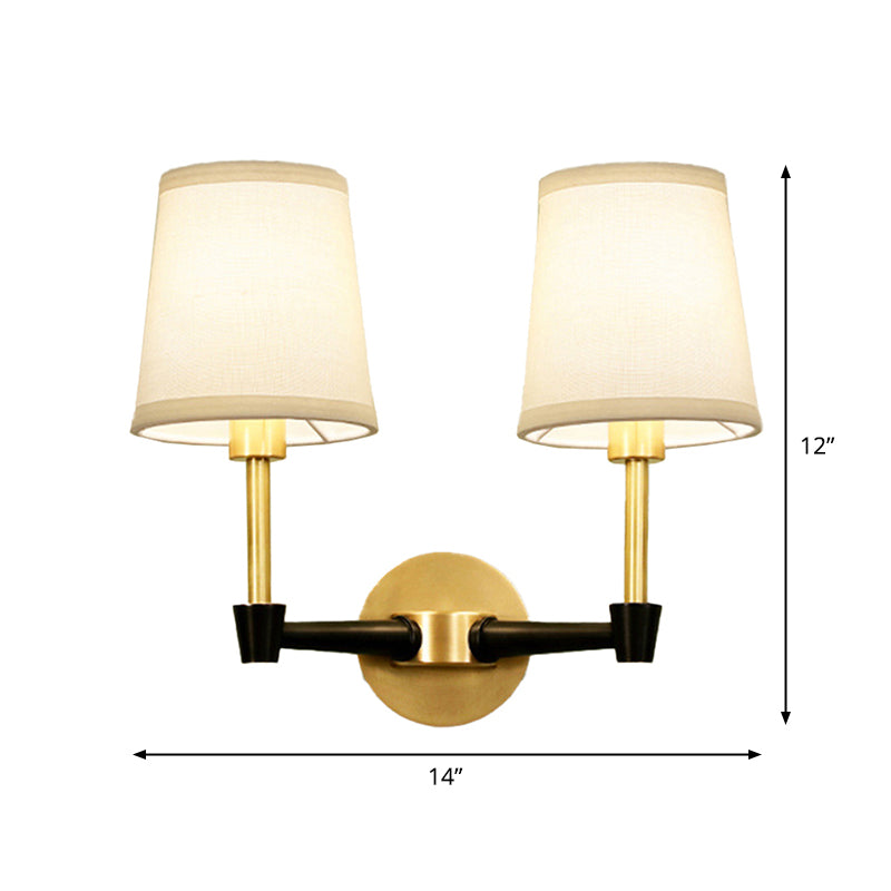 Frendorf | 1/2-Kopf Wandleuchte Lichtarmatur Minimale konische Stoff Wandleuchte in Gold