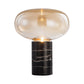 9,5"/15" W Einzelne Wohnraum Nachtlicht Postmoderne schwarze Marmor Tischlampe mit Ellipse grau/bernsteinfarbigem Glasschirm