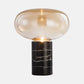 9,5"/15" W Einzelne Wohnraum Nachtlicht Postmoderne schwarze Marmor Tischlampe mit Ellipse grau/bernsteinfarbigem Glasschirm