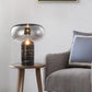 9,5"/15" W Einzelne Wohnraum Nachtlicht Postmoderne schwarze Marmor Tischlampe mit Ellipse grau/bernsteinfarbigem Glasschirm