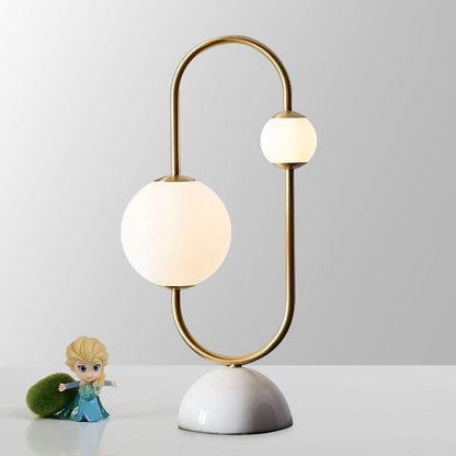 Messing Schaltkreis Design Nachtlampe Postmodern 2 Glühbirnen Weißes Glas Tischbeleuchtung mit Marmorbasis