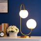 S/C-geformte/Biegung Nachttischleuchte Metall 1/2-Kopf Designer Nachtlampe in Gold mit Kugel Creme-Glas-Schirm
