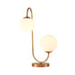 S/C-geformte/Biegung Nachttischleuchte Metall 1/2-Kopf Designer Nachtlampe in Gold mit Kugel Creme-Glas-Schirm