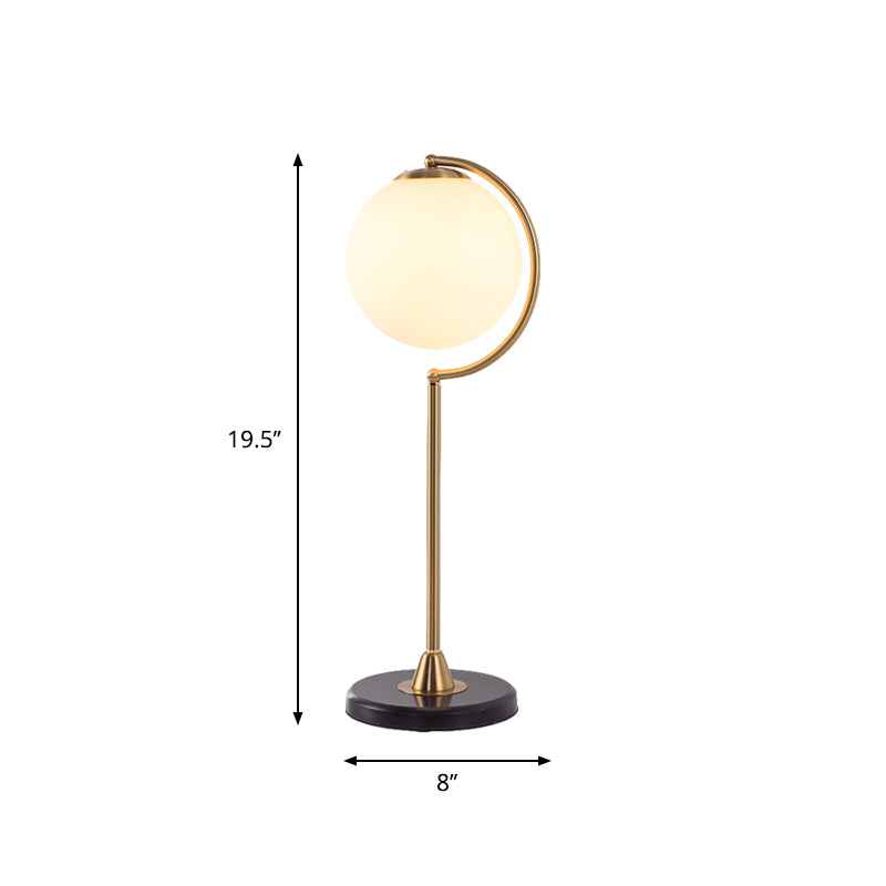 S/C-geformte/Biegung Nachttischleuchte Metall 1/2-Kopf Designer Nachtlampe in Gold mit Kugel Creme-Glas-Schirm