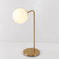 S/C-geformte/Biegung Nachttischleuchte Metall 1/2-Kopf Designer Nachtlampe in Gold mit Kugel Creme-Glas-Schirm