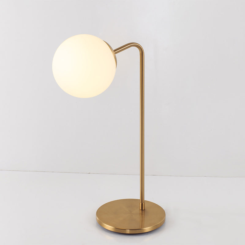 S/C-geformte/Biegung Nachttischleuchte Metall 1/2-Kopf Designer Nachtlampe in Gold mit Kugel Creme-Glas-Schirm