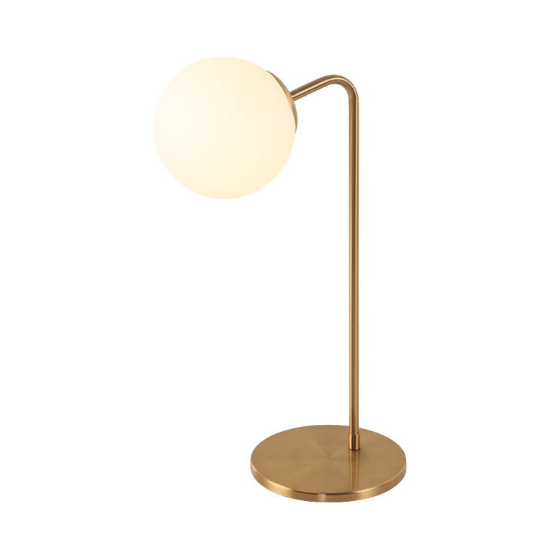 S/C-geformte/Biegung Nachttischleuchte Metall 1/2-Kopf Designer Nachtlampe in Gold mit Kugel Creme-Glas-Schirm