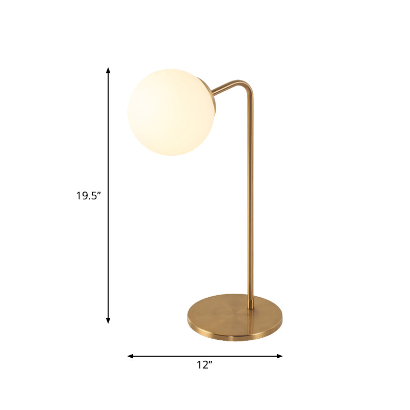 S/C-geformte/Biegung Nachttischleuchte Metall 1/2-Kopf Designer Nachtlampe in Gold mit Kugel Creme-Glas-Schirm