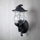 Frendorf | 1-Licht Seedy Glas Lantern Wandeinbouw Rustic Zwarte Gourde Vormige Tuin Wandlamp met Vogel Deco