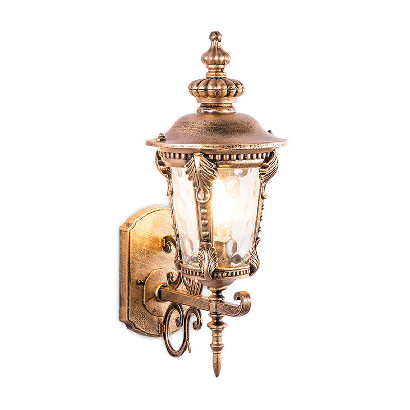 Frendorf | Schwarz/Messing Kegelförmige Wandleuchte Retro Genoppte Glas 1 Kopf Klein/Groß Patio Wandmontierte Lampe