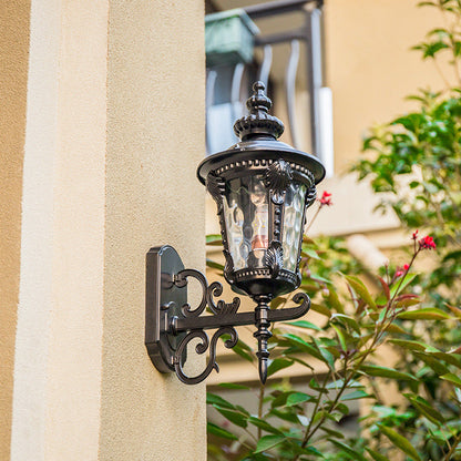 Frendorf | Schwarz/Messing Kegelförmige Wandleuchte Retro Genoppte Glas 1 Kopf Klein/Groß Patio Wandmontierte Lampe