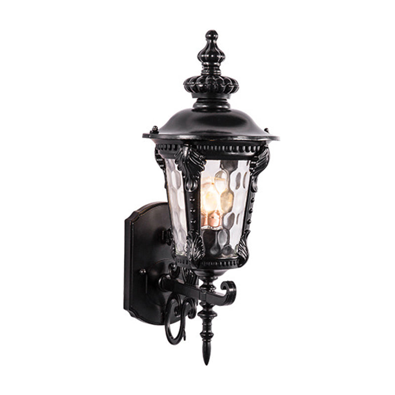 Frendorf | Schwarz/Messing Kegelförmige Wandleuchte Retro Genoppte Glas 1 Kopf Klein/Groß Patio Wandmontierte Lampe
