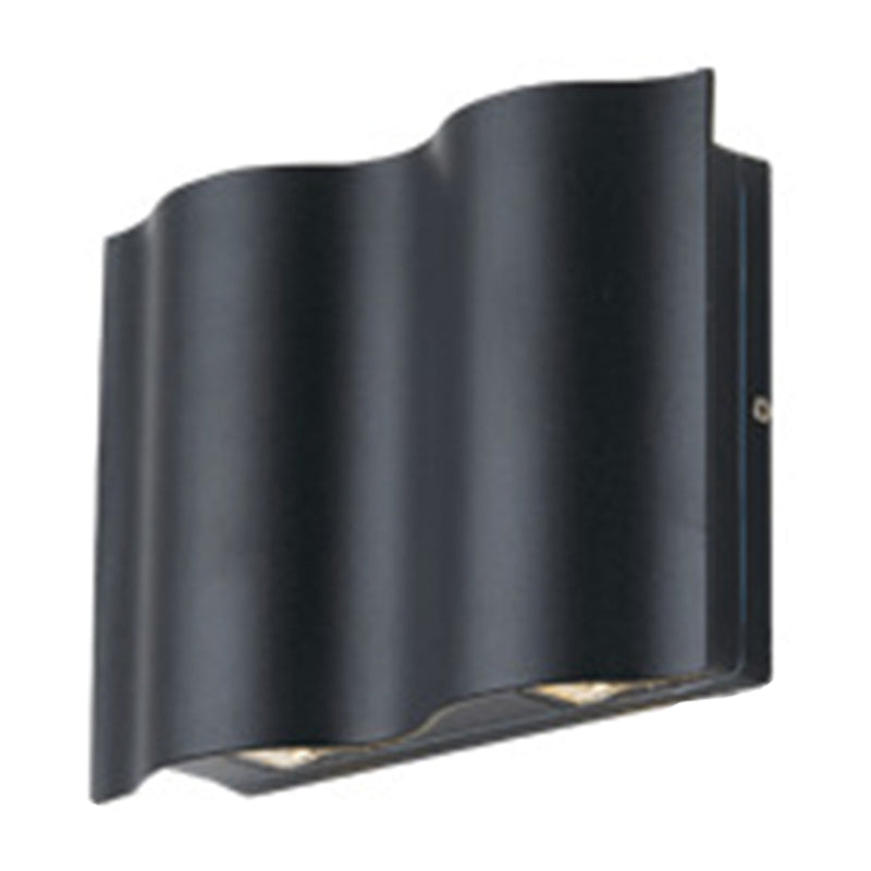 Frendorf | 2/4/6-Licht Patio LED Wandleuchte Moderne Schwarze Aufbauwandleuchte mit Wellenförmigem Metallschirm, Warm/Weißes Licht