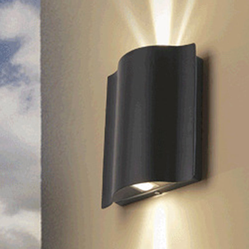 Frendorf | 2/4/6-Licht Patio LED Wandleuchte Moderne Schwarze Aufbauwandleuchte mit Wellenförmigem Metallschirm, Warm/Weißes Licht
