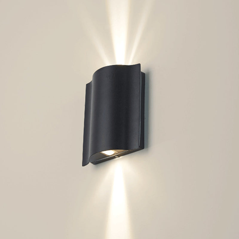 Frendorf | 2/4/6-Licht Patio LED Wandleuchte Moderne Schwarze Aufbauwandleuchte mit Wellenförmigem Metallschirm, Warm/Weißes Licht