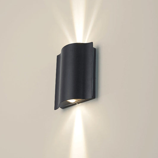 Frendorf | 2/4/6-Licht Patio LED Wandleuchte Moderne Schwarze Aufbauwandleuchte mit Wellenförmigem Metallschirm, Warm/Weißes Licht