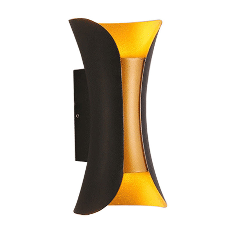 Klein/Groß Fließende LED Wandleuchte Modern Metall 2 Leuchtmittel Schwarz/Weiß/Weiß-Gold Oben Unten Licht für Terrasse