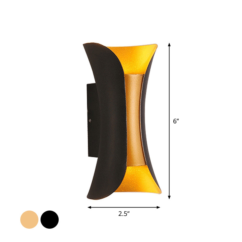 Klein/Groß Fließende LED Wandleuchte Modern Metall 2 Leuchtmittel Schwarz/Weiß/Weiß-Gold Oben Unten Licht für Terrasse