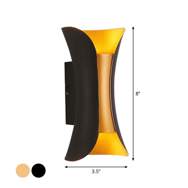 Klein/Groß Fließende LED Wandleuchte Modern Metall 2 Leuchtmittel Schwarz/Weiß/Weiß-Gold Oben Unten Licht für Terrasse