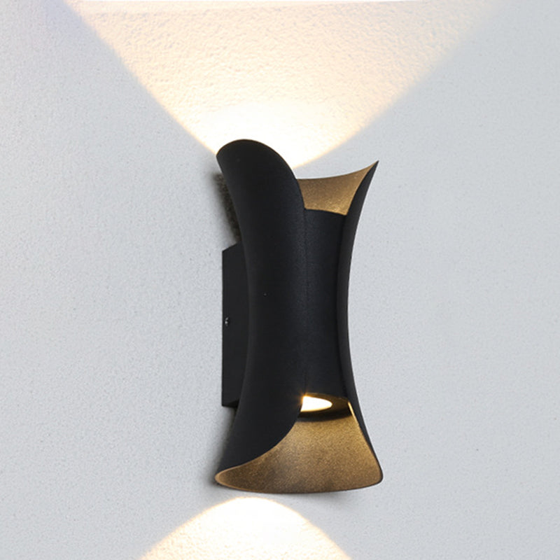 Klein/Groß Fließende LED Wandleuchte Modern Metall 2 Leuchtmittel Schwarz/Weiß/Weiß-Gold Oben Unten Licht für Terrasse