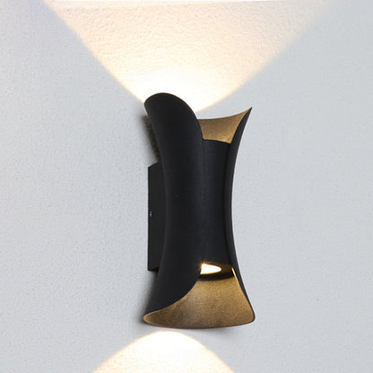 Klein/Groß Fließende LED Wandleuchte Modern Metall 2 Leuchtmittel Schwarz/Weiß/Weiß-Gold Oben Unten Licht für Terrasse