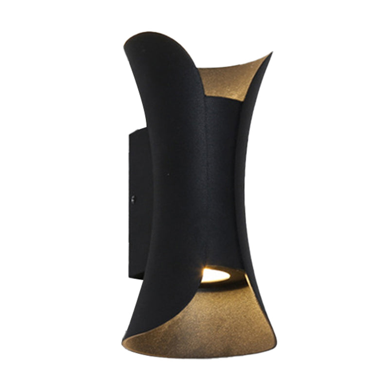 Klein/Groß Fließende LED Wandleuchte Modern Metall 2 Leuchtmittel Schwarz/Weiß/Weiß-Gold Oben Unten Licht für Terrasse