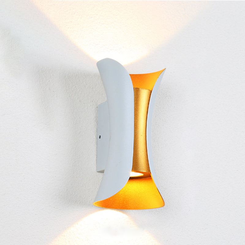 Klein/Groß Fließende LED Wandleuchte Modern Metall 2 Leuchtmittel Schwarz/Weiß/Weiß-Gold Oben Unten Licht für Terrasse