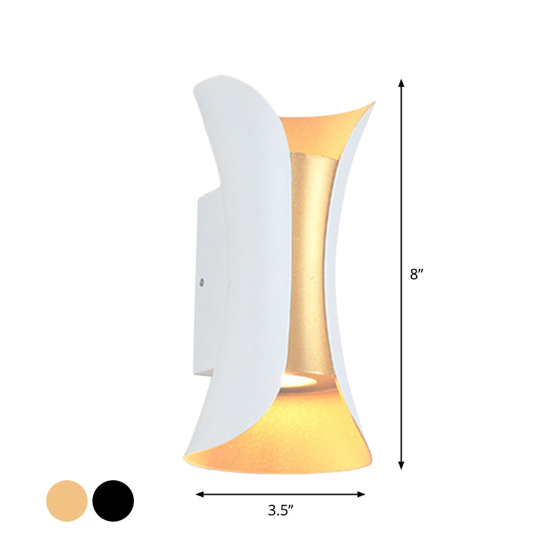 Klein/Groß Fließende LED Wandleuchte Modern Metall 2 Leuchtmittel Schwarz/Weiß/Weiß-Gold Oben Unten Licht für Terrasse