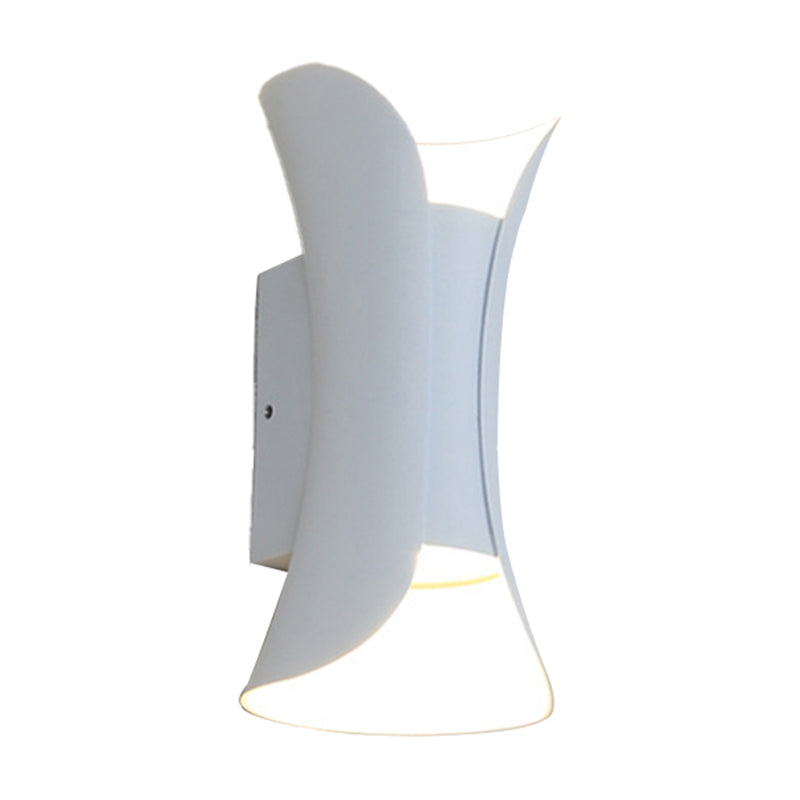 Klein/Groß Fließende LED Wandleuchte Modern Metall 2 Leuchtmittel Schwarz/Weiß/Weiß-Gold Oben Unten Licht für Terrasse