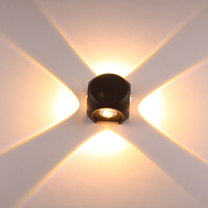 Frendorf | Mini Cube Wand Washer Sconce Nordic Aluminium 2/4-Kopf Wohnzimmer LED Wandlampe in Schwarz/Weiss