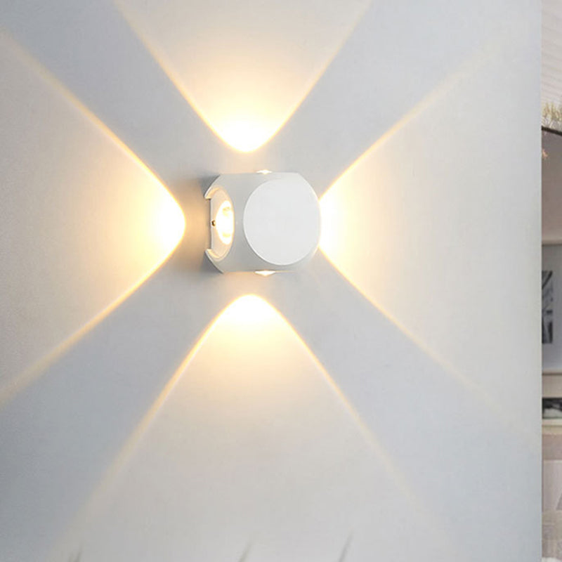 Frendorf | Mini Cube Wand Washer Sconce Nordic Aluminium 2/4-Kopf Wohnzimmer LED Wandlampe in Schwarz/Weiss