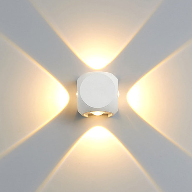Frendorf | Mini Cube Wand Washer Sconce Nordic Aluminium 2/4-Kopf Wohnzimmer LED Wandlampe in Schwarz/Weiss