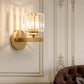 Frendorf | Postmodern 1 Kopf Wandlampe Gold Zylindrisch/Halbe Trommel Wandleuchte mit prismatischem Kristallschirm