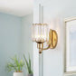 Frendorf | Postmodern 1 Kopf Wandlampe Gold Zylindrisch/Halbe Trommel Wandleuchte mit prismatischem Kristallschirm