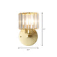 Frendorf | Postmodern 1 Kopf Wandlampe Gold Zylindrisch/Halbe Trommel Wandleuchte mit prismatischem Kristallschirm