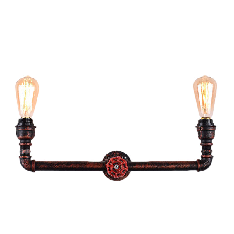 Frendorf | 2-Licht Druckmessgerät Wandmontierte Rohrleuchte Industrielles Wetterbeständiges Kupfermetall-Wandleuchte für Innen, 20,5"/21,5" Breite