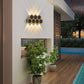 Frendorf | LumoHex Prime | Modernes Outdoor LED Wandlicht | Hexagon Schwarz-Gold Kombination