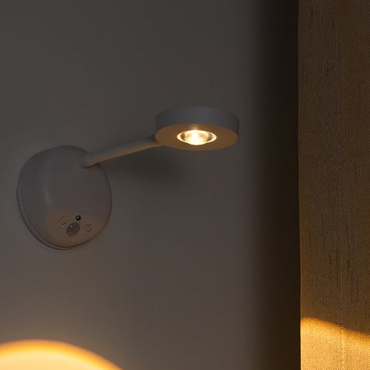 Moderne Einfachheit Wasserdicht ABS Rund LED Wiederaufladbare Bewegungsmelder Wandlampe Für Außenpatio